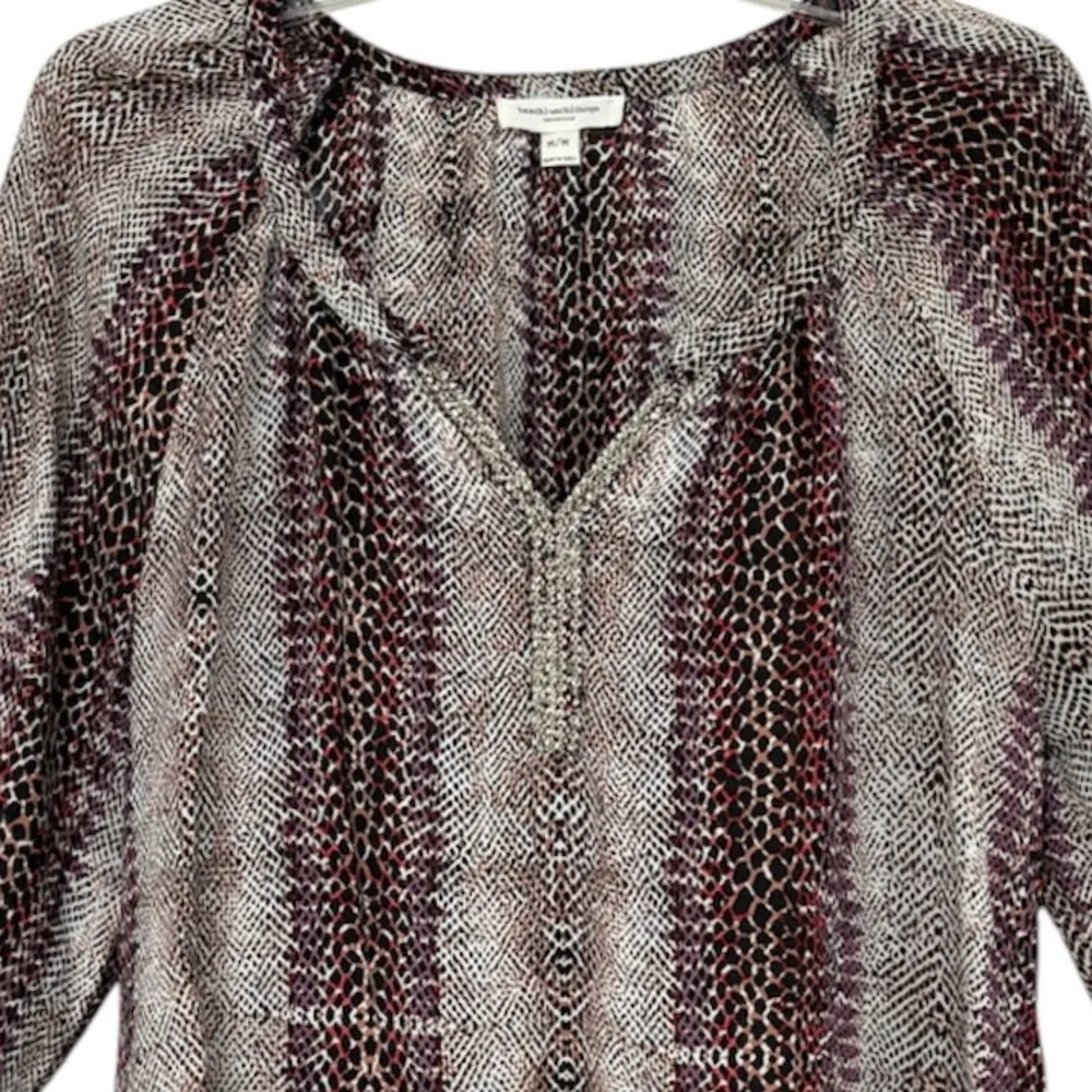 Beachlunchlounge Animal Print Blouse Silky Lightweight 100% Viscose Size Medium